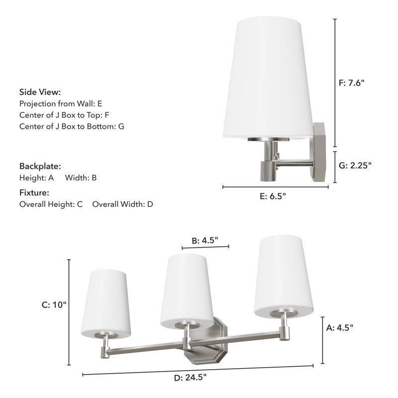 Nolita Dimmable Vanity Light, Brushed Nickel, 3