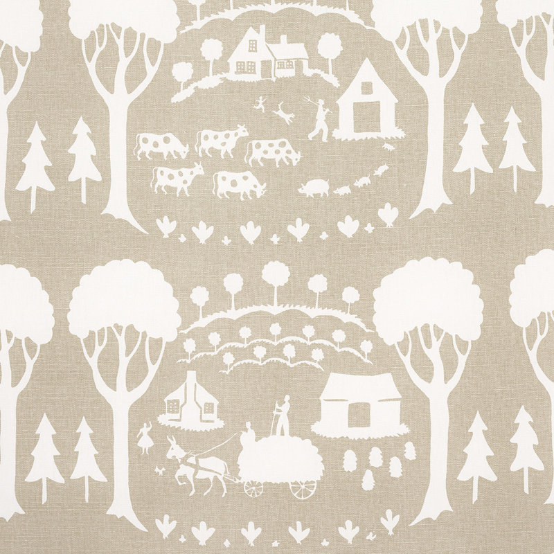 Farm Scene Fabric, Neutral