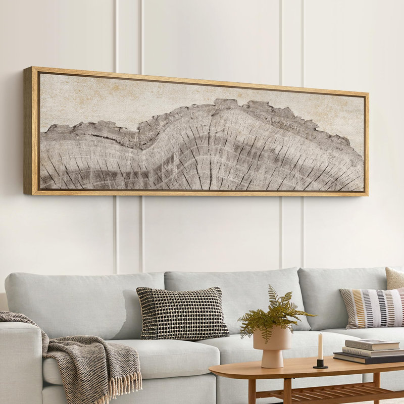 «Tree Rings in Neutral Tones», art moderne très grand, art mural, H 20 po x l 60 po, Naturel