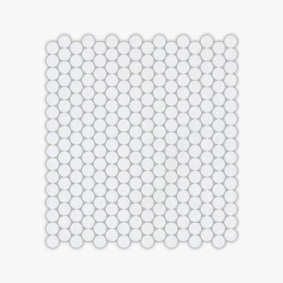 Thassos White Polished Penny Round Marble Mosaic