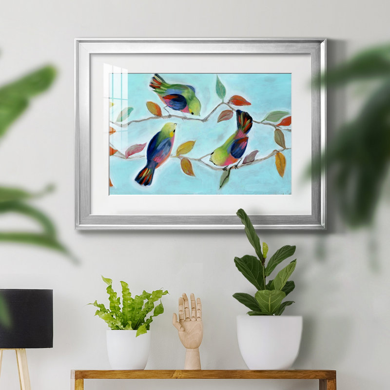 Bitty Birds I - peinture encadrée, H 30,5 po x l 42,5 po x P 1,5 po, Argent