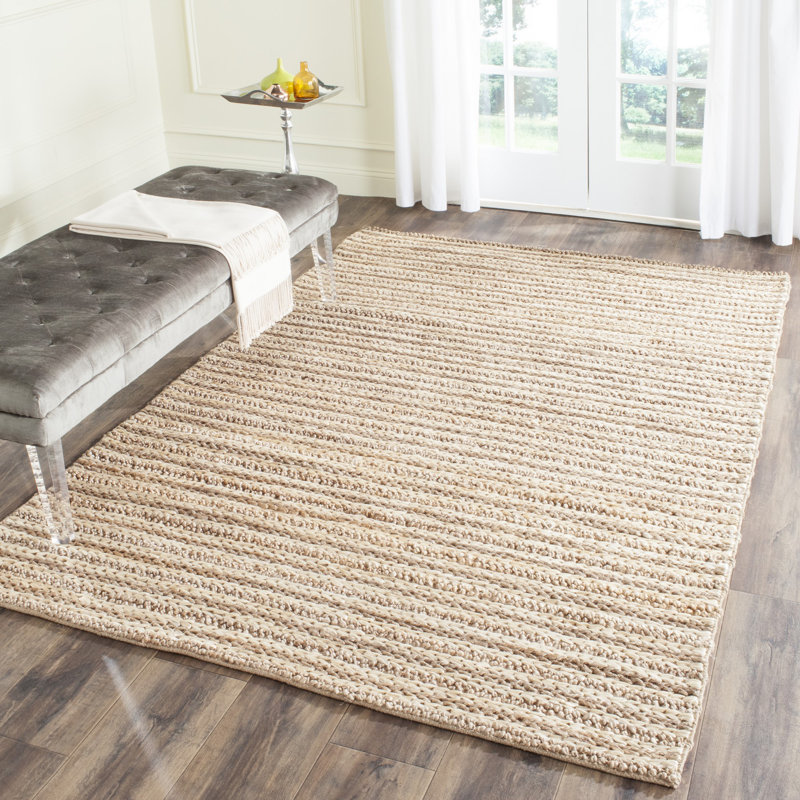 Tapis en jute tissé à la main en fibre naturelle, Rectangle 10 pi x 14 pi