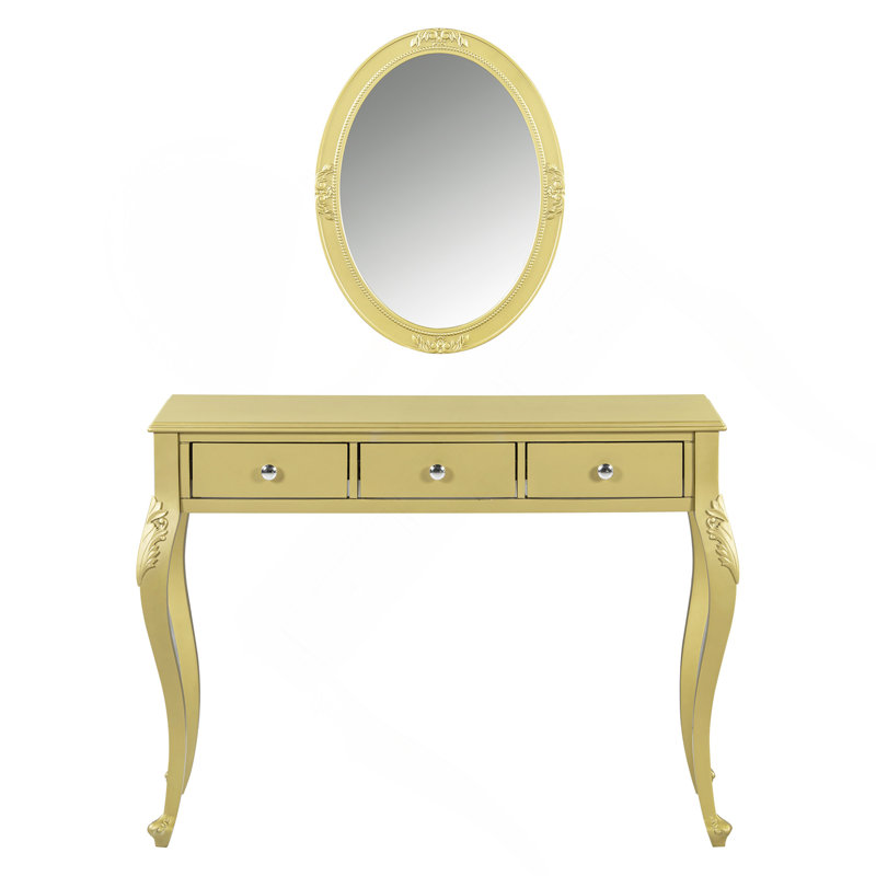 Luxury Makeup Vanity Desk With Oval Mirror, 3-Drawer Dressing Table For Jewelry Storage, Elegant Console Table For Entryway, Living Room & Bedroom, Stylish Home Decor