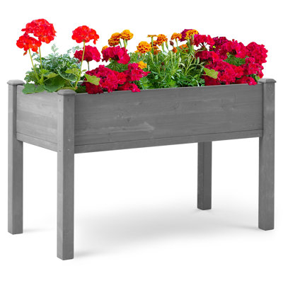 Jardinière extérieure surélevée de 122 x 61 x 76 cm avec pieds, en bois gris, idéale pour la culture d'herbes aromatiques et de fleurs. Capacité de charge : 136 kg. Traitement à base d'eau. Jardinière surélevée au design ergonomique, idéale pour la culture de fruits.