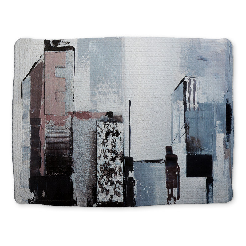 Gray Abstract Building Shapes Braided Polyester Placemat