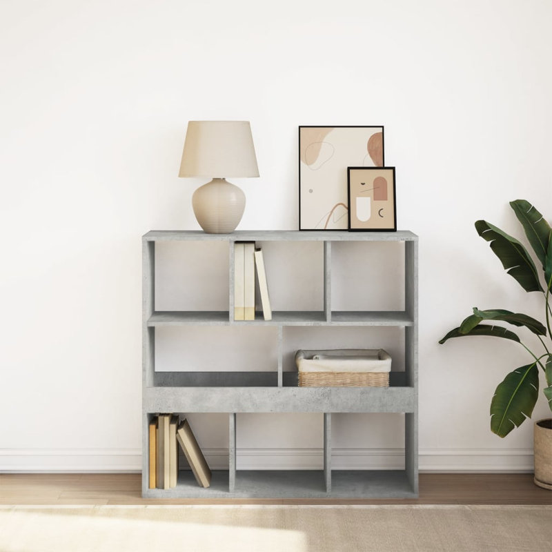 Angelinne 100cm W Bookcase, Concrete grey, 187.5cm H x 100cm W x 33cm D