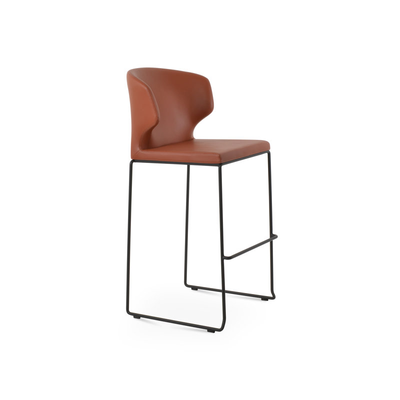 Tabouret de bar et de comptoir empilable Amed, Tabouret de bar (siège d'une hauteur de 29 po), Noir, Cannelle