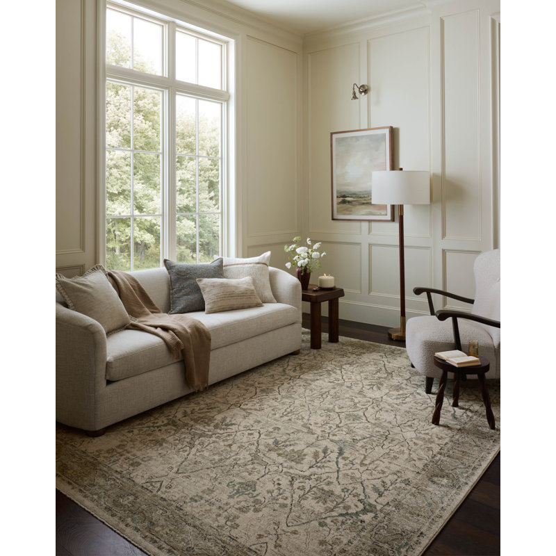 Loloi Soraya Ivory / Sage Traditional Area Rug, Rectangle 5'3" x 7'6"