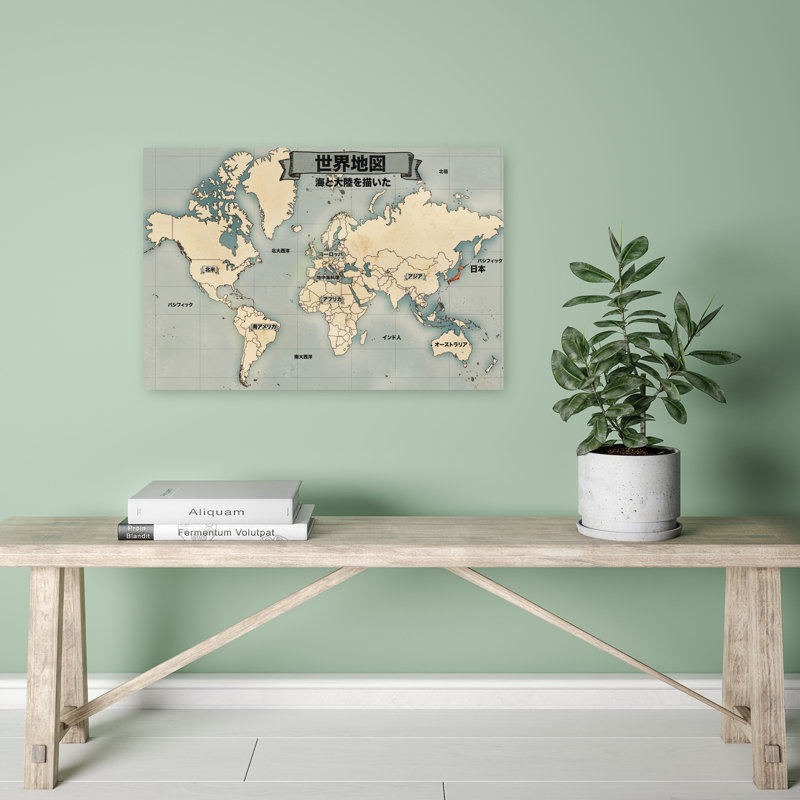 Art mural rétro, carte du monde rétro
