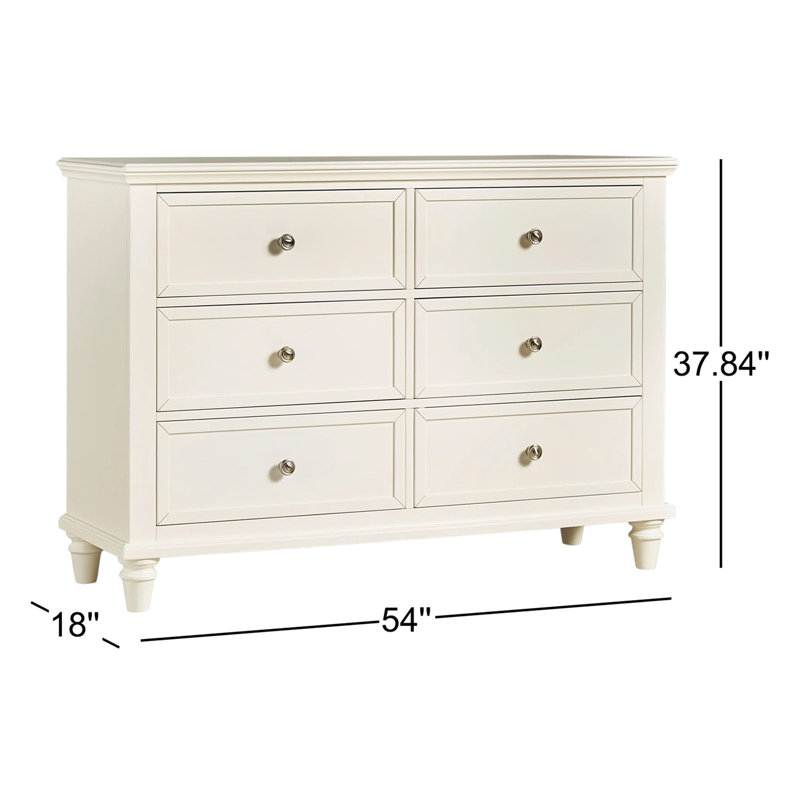 Jazmond 54'' W 6 - Drawer Dresser, White