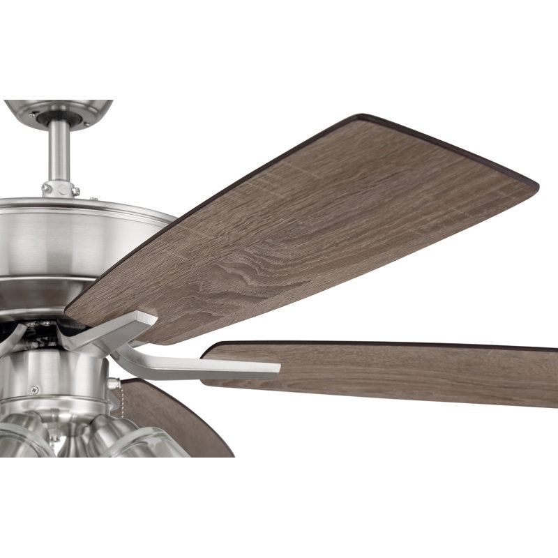 Brushed Nickel 52" Ceiling Fan with LED Lights and Reversible Blades