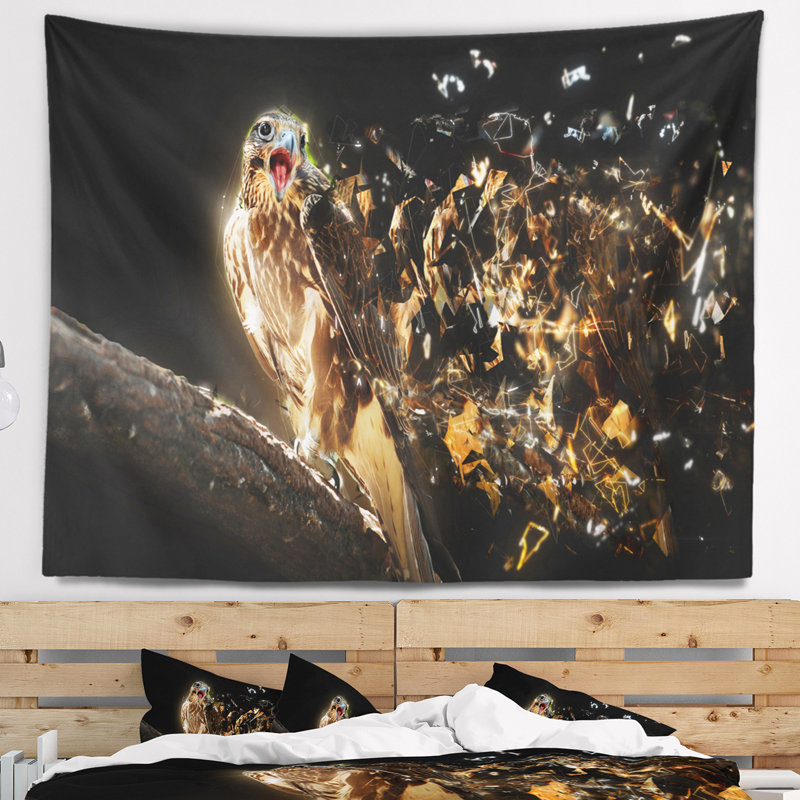 Tapisserie Falcon avec bec ouvert, H 78 po x l 92 po