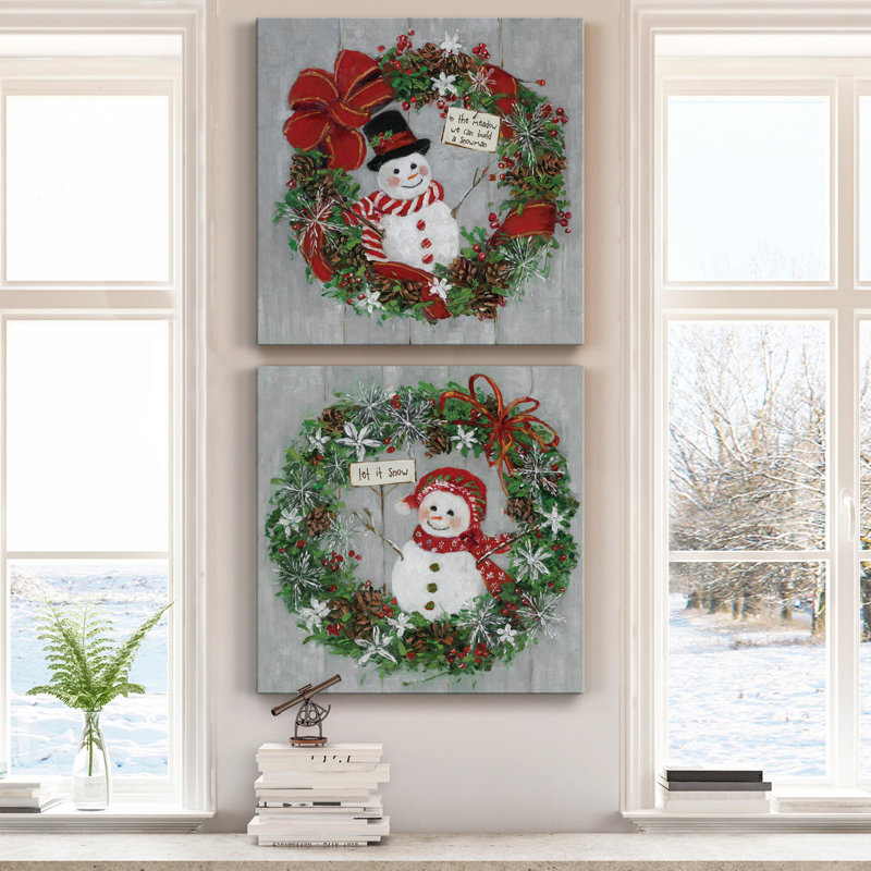" Mr. Snowman " 2 - Pieces, 10" H x 10" W x 1" D