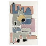 Tete A Tete Hand Tufted Abstract Area Rug in Ivory/Blue/Black/Brown