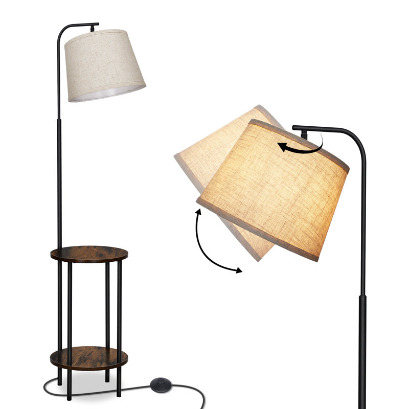 62'' Tray Table Floor Lamp, Black/Rustic Brown