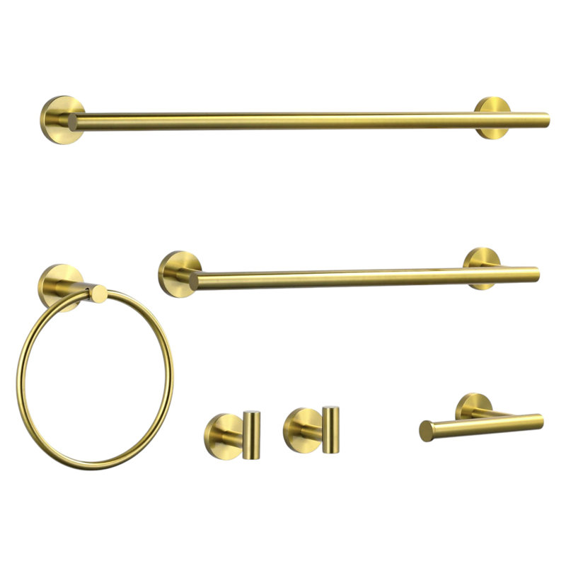 6 - Piece Bathroom Hardware Set, Brushed Gold