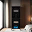Grande armoire-penderie en noyer teint à 2 portes avec 4 tablettes et rangement vertical-1400813534