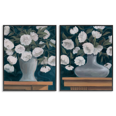  «Flower Vases on Table Top», ensemble de 2 giclées par Grace Popp