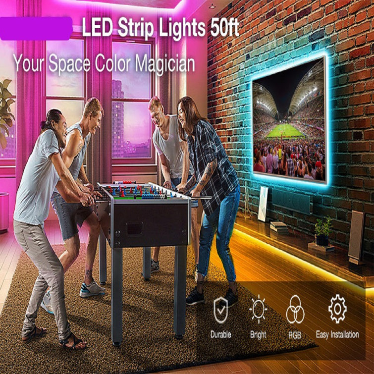 Strak Strip Lights 50ft Rgb Colour Changing Led Strips Kit 44 Keys Ir Remote Control Long Rgb 5050