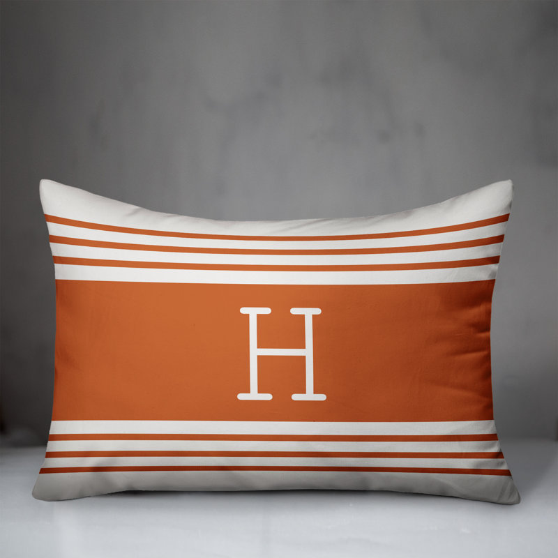 Striped Throw Pillow, H, Orange