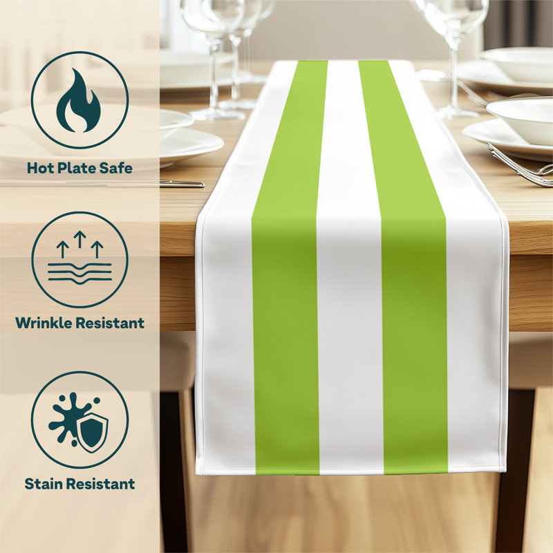 Lime Striped Table Runner 72" x 12", 72" L x 12" W, Lime