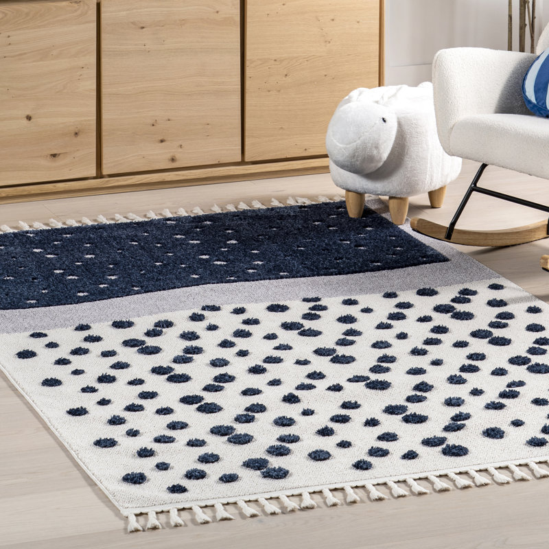 Alena Starry Night High-Low Kids Tasseled Area Rug, Rectangle 4' x 6'