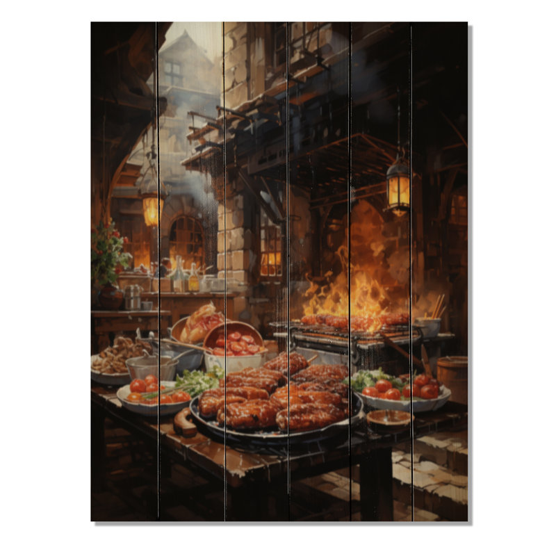 Nourriture barbecue «A Lived II» sur bois, H 40 po x l 30 po x P 0,78 po