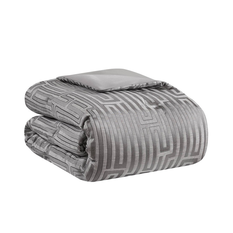 Ensemble d'édredon 10 pièces Royce Luxury Jacquard, Gris, Édredon pour très grand lit + 9 pièces supplém