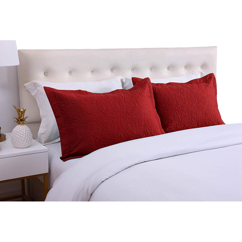 P-solid Shams Polyester Bedding, King, Red
