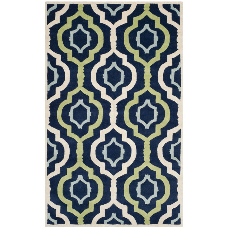 Hulcott Geometric Wool Hand Woven Area Rug, Rectangle 152 x 244 cm