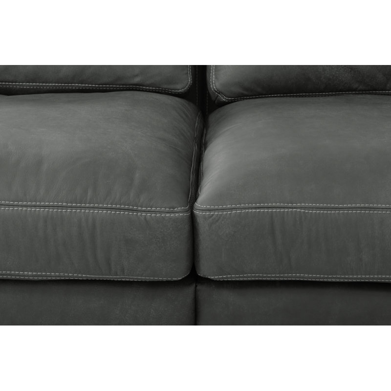 Parven 4 Seater Genuine Aniline Leather Big Sofa, Grey