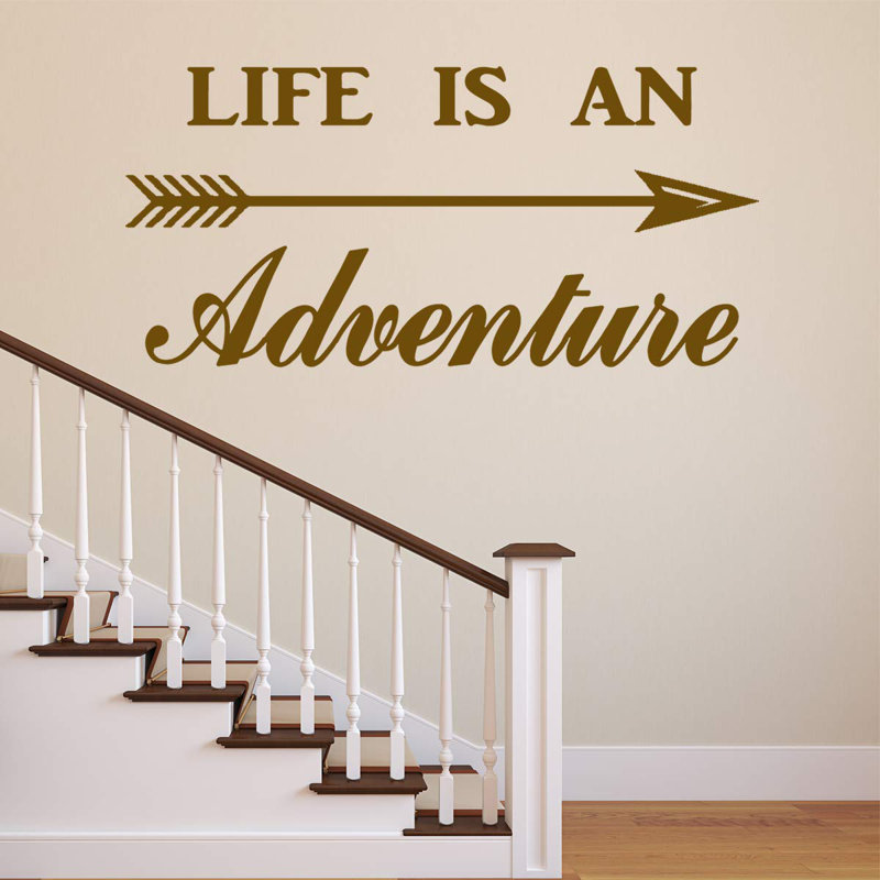Décalcomanie murale « life is a adventurer adventurer », H 15 po x l 30 po, Brun