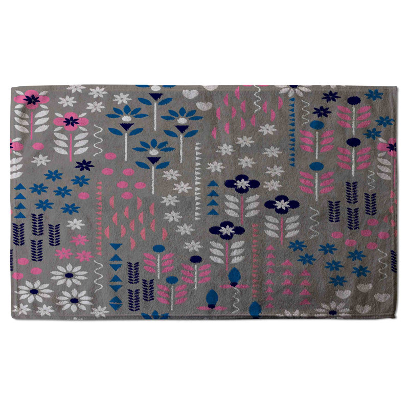 Cotton Waffle Kitchen Towel, Grey/Pink