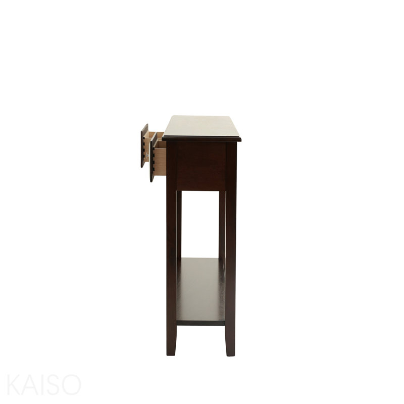 Console classique en bois, plateau en placage, tiroirs, étagère de rangement pour le salon - espresso / noir antique