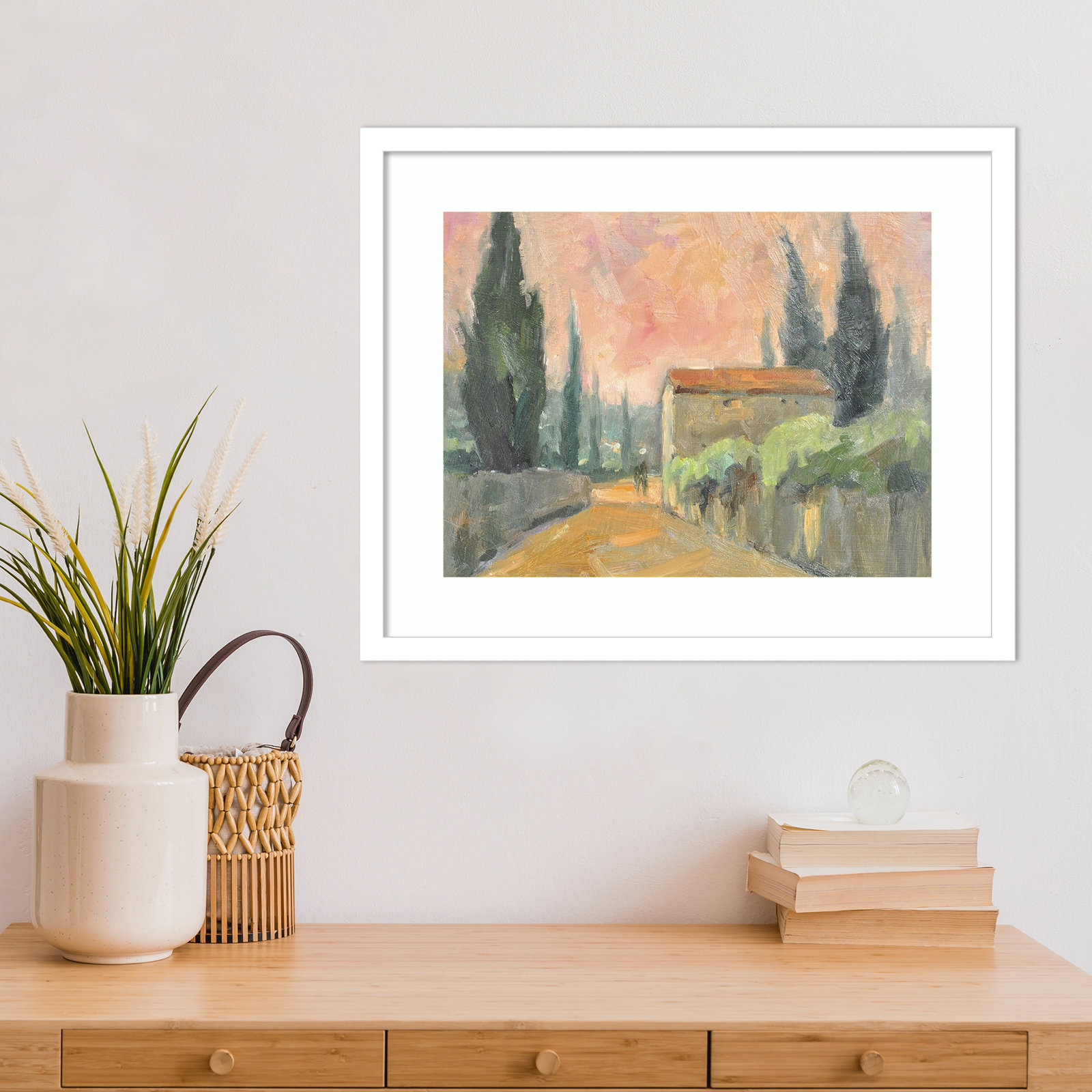 Tuscan Farmhouse Print, White, 17" H x 21" W