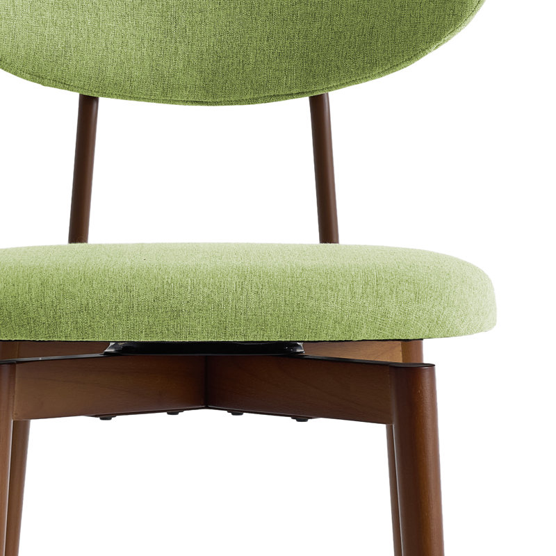 Ensemble en coton et lin avec chaises de salle à manger en bois à dossier incurvé (lot de 6), Green