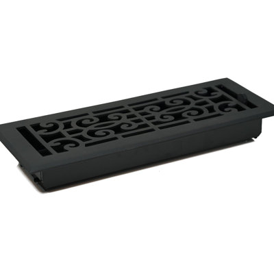 Madelyn Carter Solid Aluminum Baroque Vent Cover with Damper - Floor & Wall Register - Black