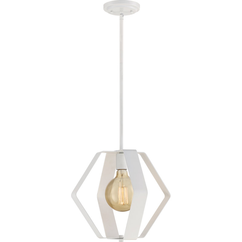 Luminaire suspendu géométrique 1 lumières simple Truro, H 14,13 po x l 14,13 po x p 14,13 po, Blanc