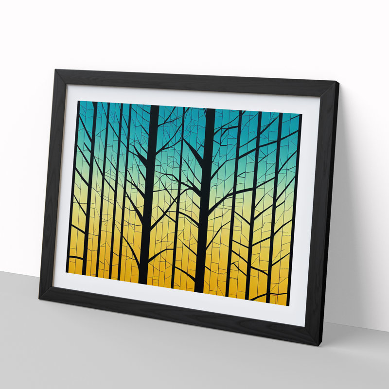 Exceptional Abstract Forest - Single Picture Frame Painting, Black, 46cm H x 64cm W x 2cm D