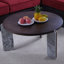 Ensemble de table basse / de bout Modern - panneau de fibres à densité moyenne plaqué noyer, base en pierre frittée - noyer