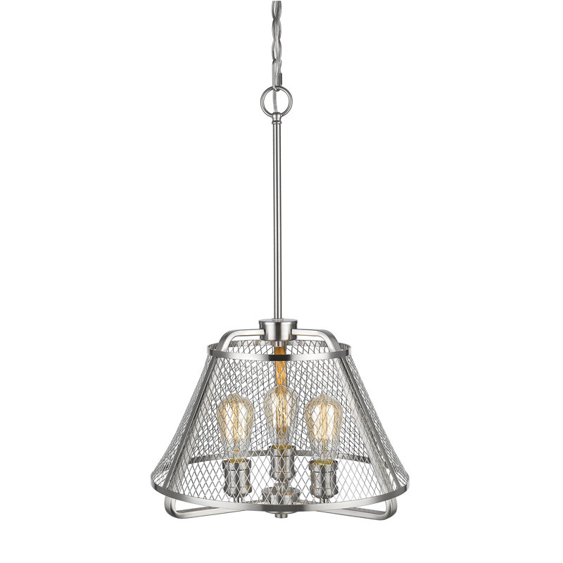Lustre géométrique à 3 lumières Valya, Nickel brossé