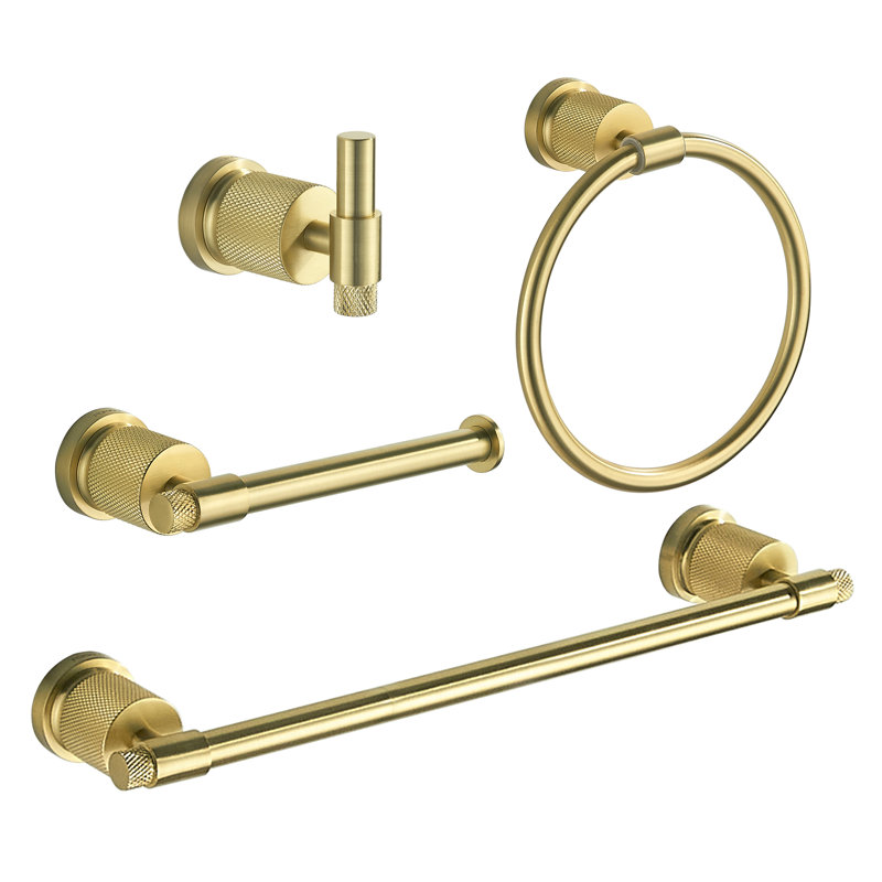 4 - Piece Bathroom Hardware Set, Gold