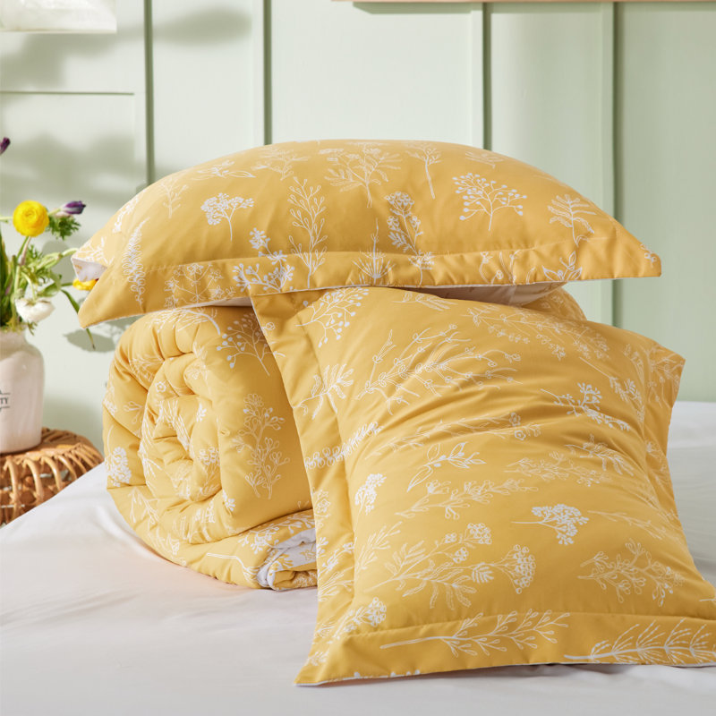 Best Seller Bedsure Comforter Set Reversible Cute Floral Bedding, 89GSM, Oversize King, Yellow