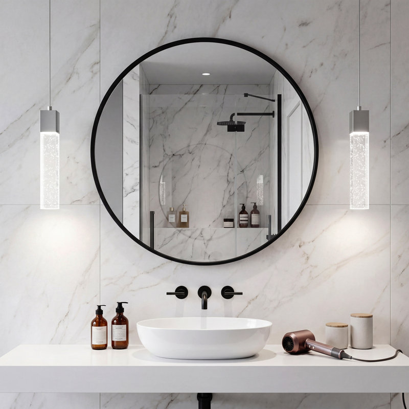 Lustre colonne en cristal, Nickel brossé, 1 lumières