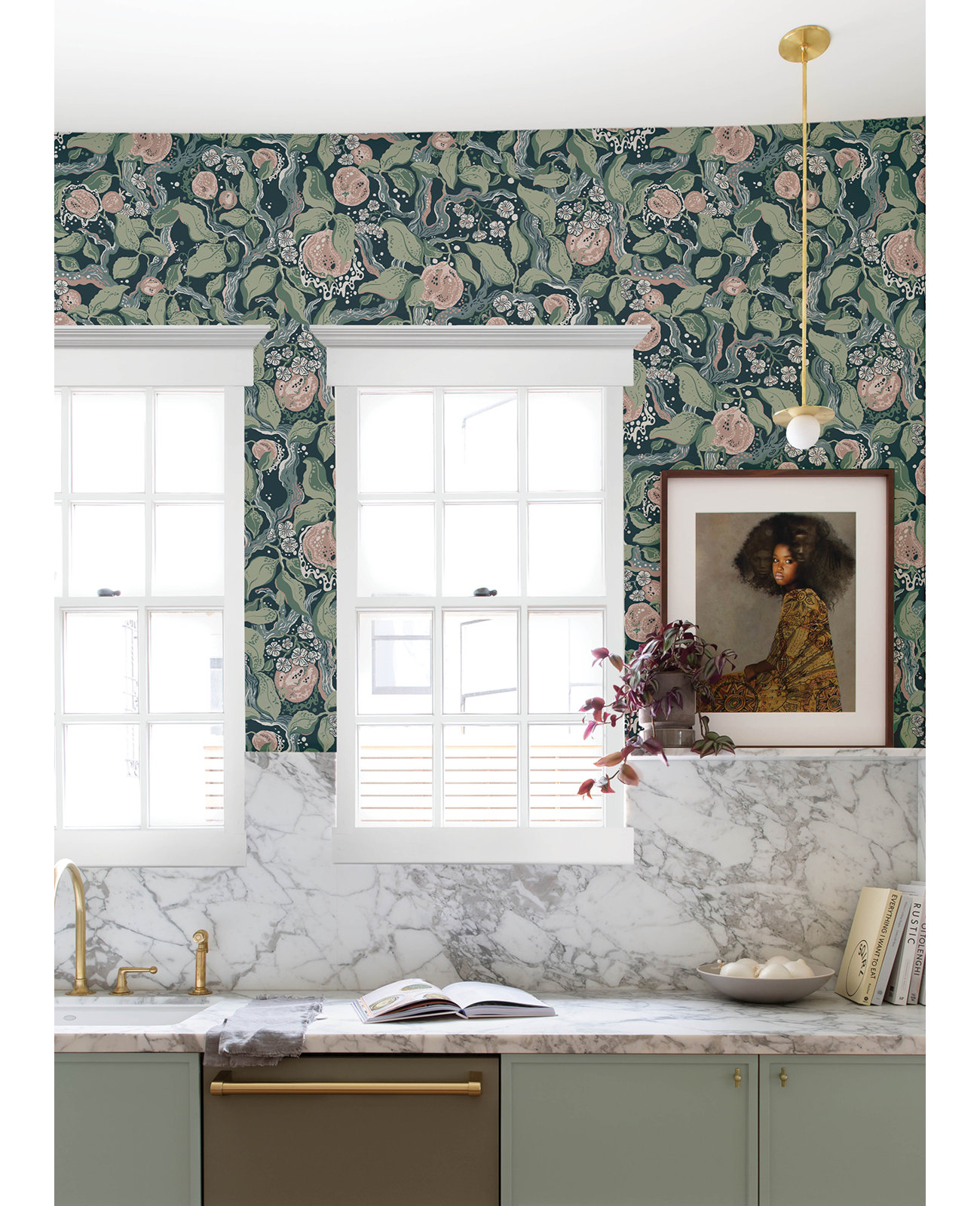 Botanical Wallpaper, Neutral/Pink