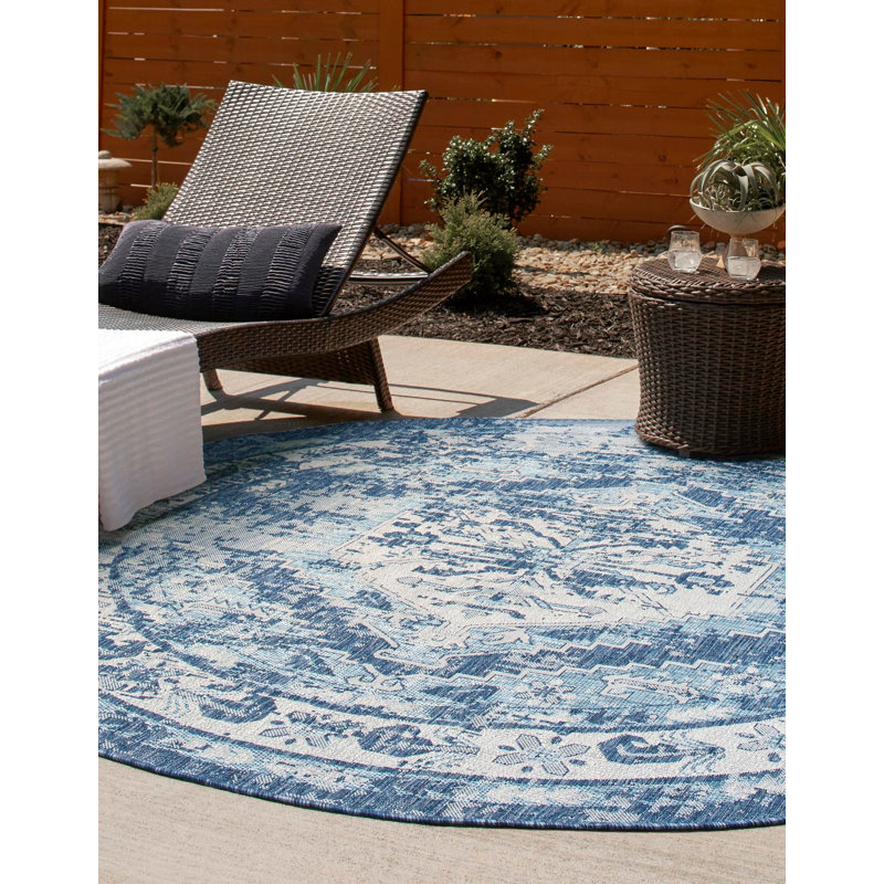 Couleur extérieure marée du tapis d'extérieur Nile, Rond 7 pi 10 po