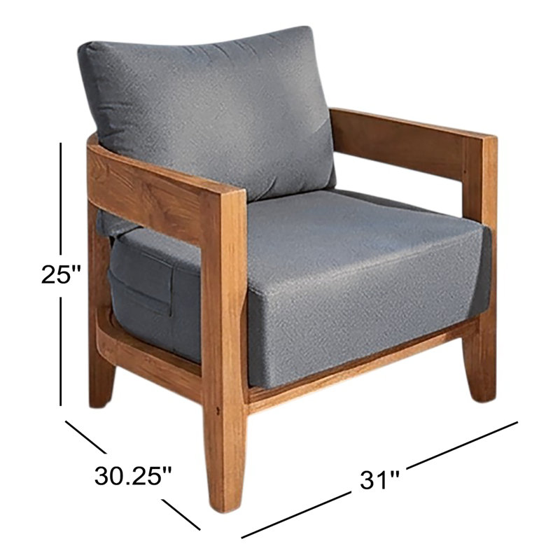 Ensemble de 2 chaises d'extérieur en teck avec coussins Keaton