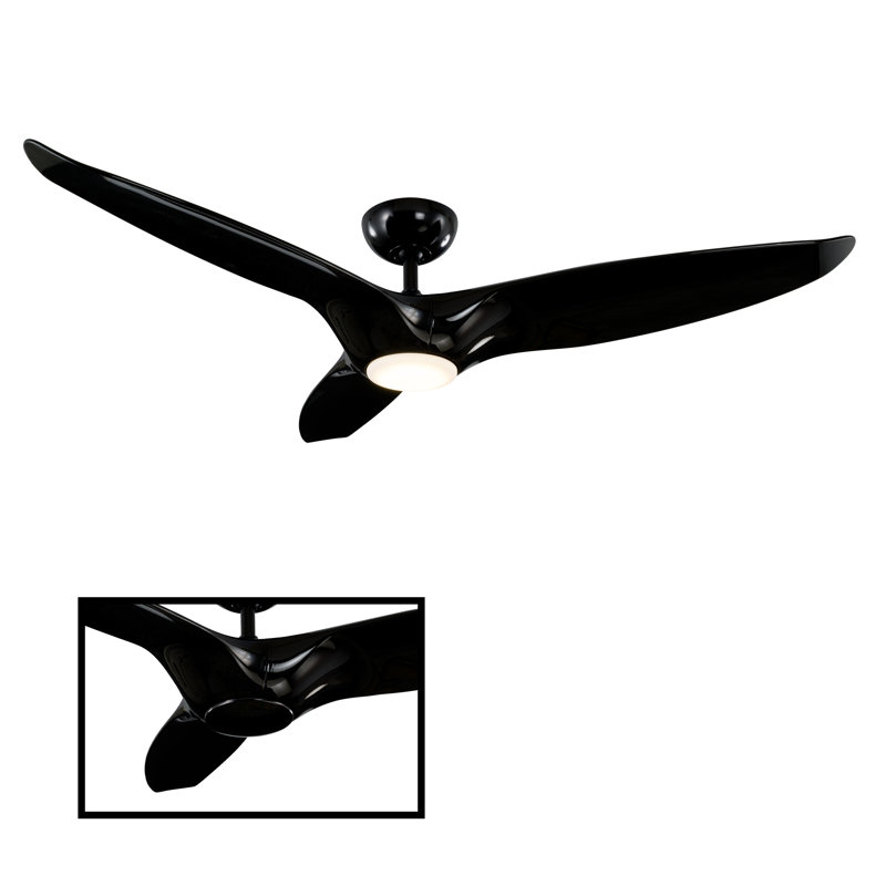 Morpheus III 60" 3 - Blade Outdoor/Indoor Smart Standard Ceiling Fan with Wall Control and LED Light Kit Included, Works With Alexa and iOS or Android App