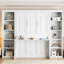 Lit double avec bureau et bibliothèque en blanc - Robuste et stable