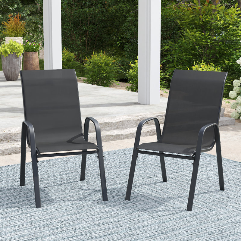 Stackable Patio Dining Chairs, Black